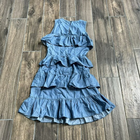Michael Kors Women's Blue Chambray Denim Tiered Ruffle Dress XS - Picture 2 of 3